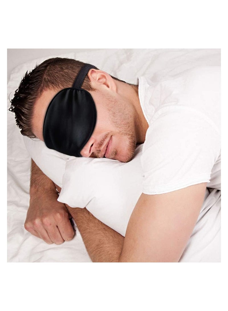 Cool Baby Sleep Mask Night Cover Eye Sleeping Silk Satin Masks for Women Men Blindfold for Airplane Travel Adjustable Strap (Black) - Image 2